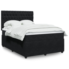vidaXL fekete bársony rugós ágy matraccal 140 x 190 cm ágy és ágykellék