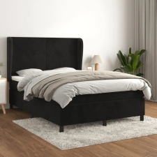 vidaXL fekete bársony rugós ágy matraccal 140 x 190 cm ágy és ágykellék