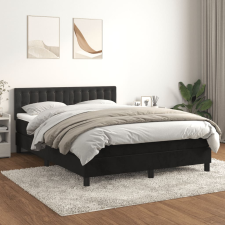 vidaXL fekete bársony rugós ágy matraccal 140x200 cm ágy és ágykellék