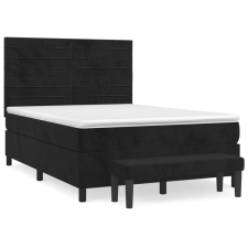vidaXL fekete bársony rugós ágy matraccal 140x200 cm (3137907) ágy és ágykellék