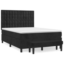 vidaXL fekete bársony rugós ágy matraccal 140x200 cm (3138087) ágy és ágykellék