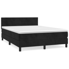 vidaXL fekete bársony rugós ágy matraccal 140x200 cm (3141367) ágy és ágykellék