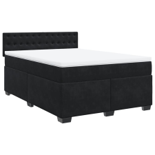 vidaXL fekete bársony rugós ágy matraccal 140x200 cm (3286344) ágy és ágykellék