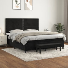 vidaXL fekete bársony rugós ágy matraccal 160x200 cm ágy és ágykellék