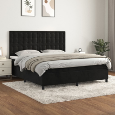 vidaXL fekete bársony rugós ágy matraccal 160x200 cm ágy és ágykellék