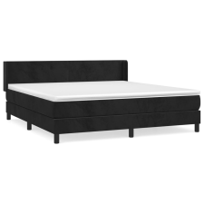 vidaXL fekete bársony rugós ágy matraccal 160x200 cm (3130849) ágy és ágykellék