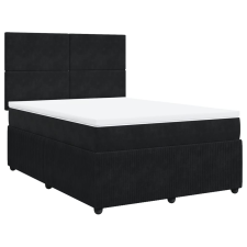 vidaXL fekete bársony rugós ágy matraccal 160x200 cm (3292378) ágy és ágykellék