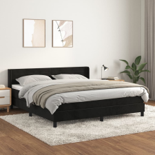 vidaXL fekete bársony rugós ágy matraccal 180x200 cm ágy és ágykellék