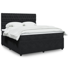 vidaXL fekete bársony rugós ágy matraccal 180x200 cm ágy és ágykellék