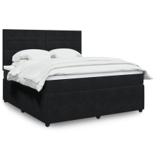 vidaXL fekete bársony rugós ágy matraccal 180x200 cm ágy és ágykellék