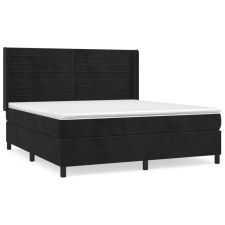 vidaXL fekete bársony rugós ágy matraccal 180x200 cm (3132755) ágy és ágykellék