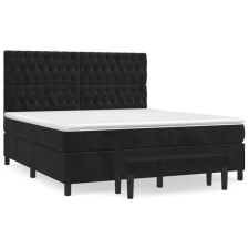 vidaXL fekete bársony rugós ágy matraccal 180x200 cm (3138039) ágy és ágykellék
