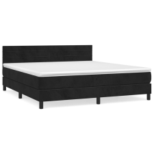 vidaXL fekete bársony rugós ágy matraccal 180x200 cm (3141379) ágy és ágykellék