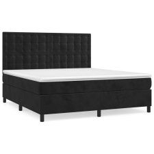 vidaXL fekete bársony rugós ágy matraccal 180x200 cm (3143279) ágy és ágykellék