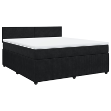 vidaXL fekete bársony rugós ágy matraccal 180x200 cm (3287802) ágy és ágykellék