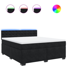 vidaXL fekete bársony rugós ágy matraccal 180x200 cm (3288692) ágy és ágykellék