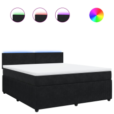vidaXL fekete bársony rugós ágy matraccal 180x200 cm (3290102) ágy és ágykellék