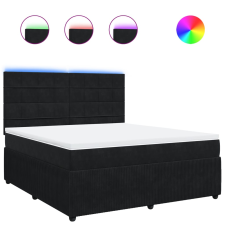 vidaXL fekete bársony rugós ágy matraccal 180x200 cm (3294708) ágy és ágykellék