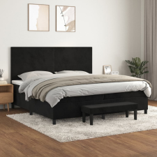 vidaXL fekete bársony rugós ágy matraccal 200x200 cm ágy és ágykellék