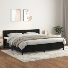vidaXL fekete bársony rugós ágy matraccal 200x200 cm ágy és ágykellék