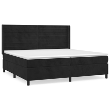 vidaXL fekete bársony rugós ágy matraccal 200x200 cm (3132761) ágy és ágykellék
