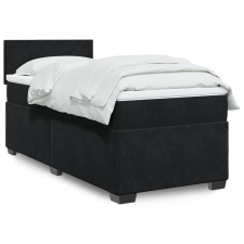vidaXL fekete bársony rugós ágy matraccal 80 x 200 cm ágy és ágykellék