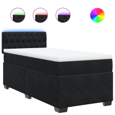 vidaXL fekete bársony rugós ágy matraccal 80 x 200 cm ágy és ágykellék