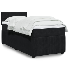 vidaXL fekete bársony rugós ágy matraccal 80 x 200 cm ágy és ágykellék