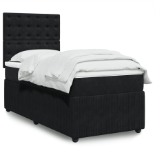 vidaXL fekete bársony rugós ágy matraccal 80 x 200 cm ágy és ágykellék