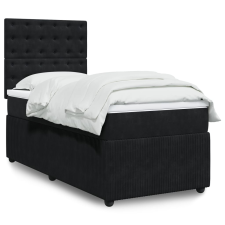 vidaXL fekete bársony rugós ágy matraccal 80 x 200 cm ágy és ágykellék