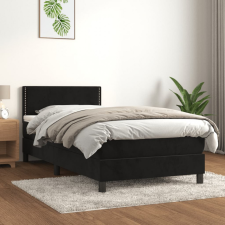 vidaXL fekete bársony rugós ágy matraccal 80 x 200 cm ágy és ágykellék