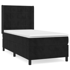 vidaXL fekete bársony rugós ágy matraccal 80 x 200 cm (3132647) ágy és ágykellék