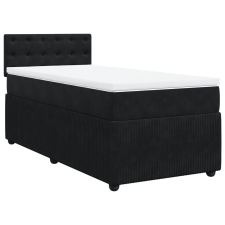 vidaXL fekete bársony rugós ágy matraccal 80 x 200 cm (3287604) ágy és ágykellék