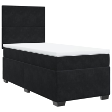 vidaXL fekete bársony rugós ágy matraccal 80 x 200 cm (3290758) ágy és ágykellék