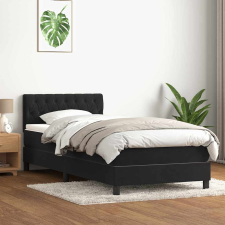 vidaXL fekete bársony rugós ágy matraccal 80x220 cm ágy és ágykellék
