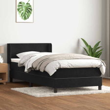 vidaXL fekete bársony rugós ágy matraccal 80x220 cm ágy és ágykellék