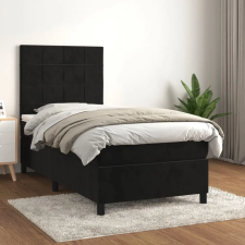 vidaXL fekete bársony rugós ágy matraccal 90 x 200 cm ágy és ágykellék