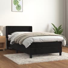 vidaXL fekete bársony rugós ágy matraccal 90 x 200 cm ágy és ágykellék