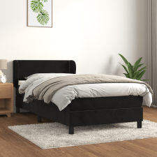 vidaXL fekete bársony rugós ágy matraccal 90 x 200 cm ágy és ágykellék