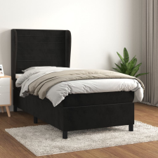 vidaXL fekete bársony rugós ágy matraccal 90 x 200 cm ágy és ágykellék