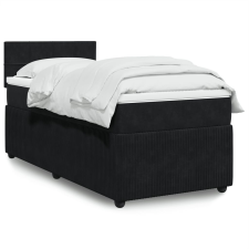 vidaXL fekete bársony rugós ágy matraccal 90 x 200 cm ágy és ágykellék