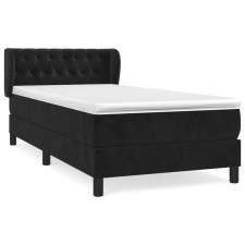 vidaXL fekete bársony rugós ágy matraccal 90 x 200 cm (3127651) ágy és ágykellék