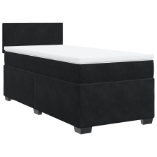 vidaXL fekete bársony rugós ágy matraccal 90 x 200 cm (3286206) ágy és ágykellék