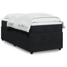vidaXL fekete bársony rugós ágy matraccal 90x190 cm ágy és ágykellék