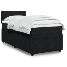 vidaXL fekete bársony rugós ágy matraccal 90x190 cm ágy és ágykellék
