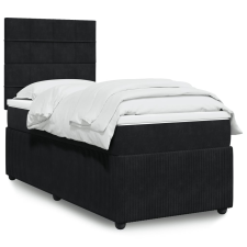 vidaXL fekete bársony rugós ágy matraccal 90x190 cm ágy és ágykellék