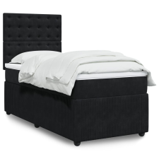 vidaXL fekete bársony rugós ágy matraccal 90x190 cm ágy és ágykellék
