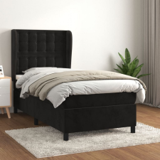 vidaXL fekete bársony rugós ágy matraccal 90x190 cm ágy és ágykellék