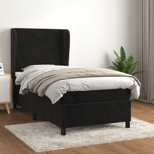 vidaXL fekete bársony rugós ágy matraccal 90x190 cm ágy és ágykellék