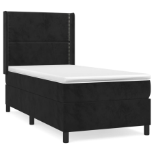 vidaXL fekete bársony rugós ágy matraccal 90x190 cm (3132593) ágy és ágykellék